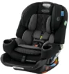 Graco 4Ever Extend2Fit DLX 4-in-1 Car Seat in black, showcasing its adjustable features and cup holders.