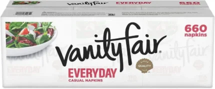 "Vanity Fair 2-ply disposable white paper napkins, 660-count pack, eco-friendly and absorbent, perfect for everyday dining, events, and commercial use."